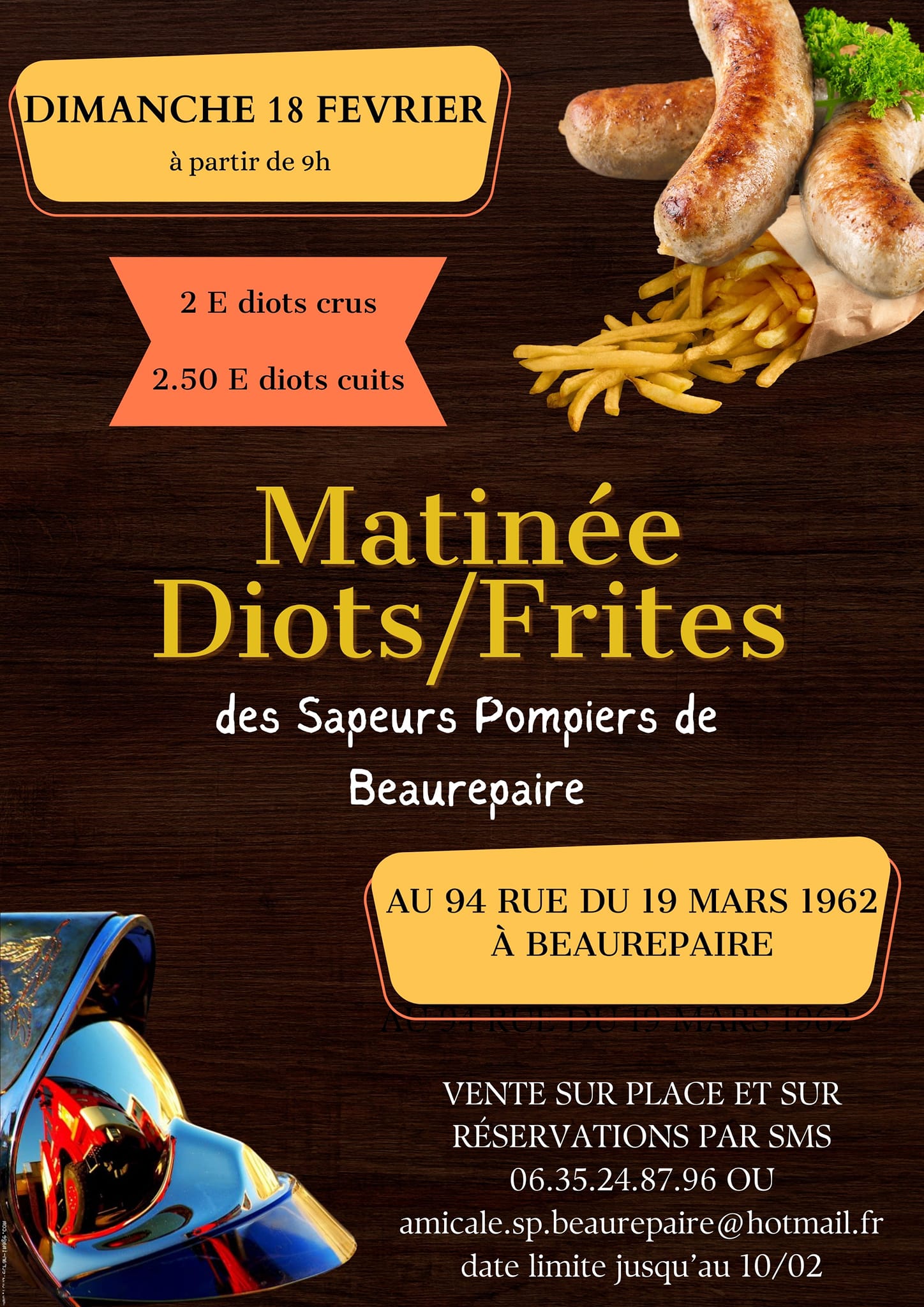 Matinée diots frites de la caserne